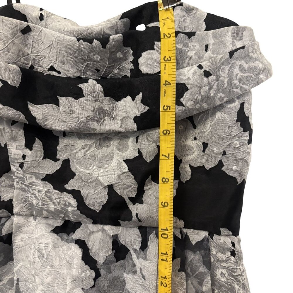 Betsy & Adam Strapless Black & White Floral Print Dress Size 12 Made In USA - Picture 13 of 16